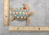 Sandy Sea Turtle Figure With Seashells Net Starfish (1 turtle approx. 5+ inches) Sand Texture Resin Cast Sea Turtle Figure for home decor!
