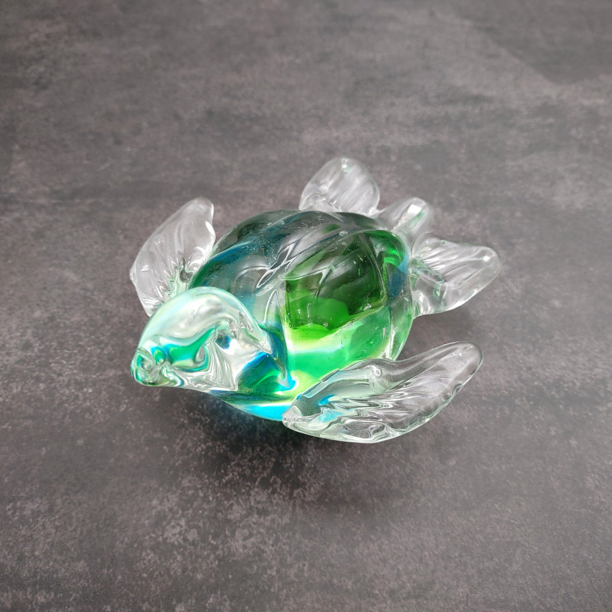 Glass Sea Turtle Figurine Spiral Aqua Green (1 figure approx. 4.5 inches long) Blue Green Glass Sea Turtle for home decor & gifting!