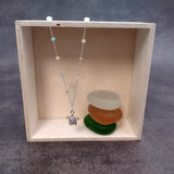 Sea Turtle Charm Necklace Delicate Green Peach White Beads (approx. 14+ inches AROUND) Silver Sea Turtle Necklace great for gifting!