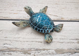 Blue Sea Turtle Figurine Painted Resin (1 turtle approx. 5.75+ inches long) Blue Painted Resin Sea Turtle Figure for coastal home decor!