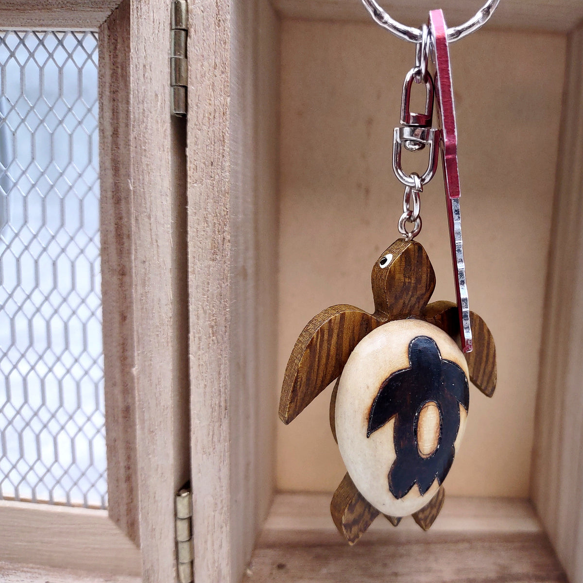 Stylized Woodburned Sea Turtle Keychain (1 keychain approx. 4+ inches) Burnt Wooden Sea Turtle Key Fob for gifting or decorative charm!