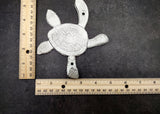 Cast Iron Antique White Sea Turtle Wall Hook (1 cast iron hook approx. 6+ inches) Functional Sea Turtle Wall Hanger for coastal home decor!