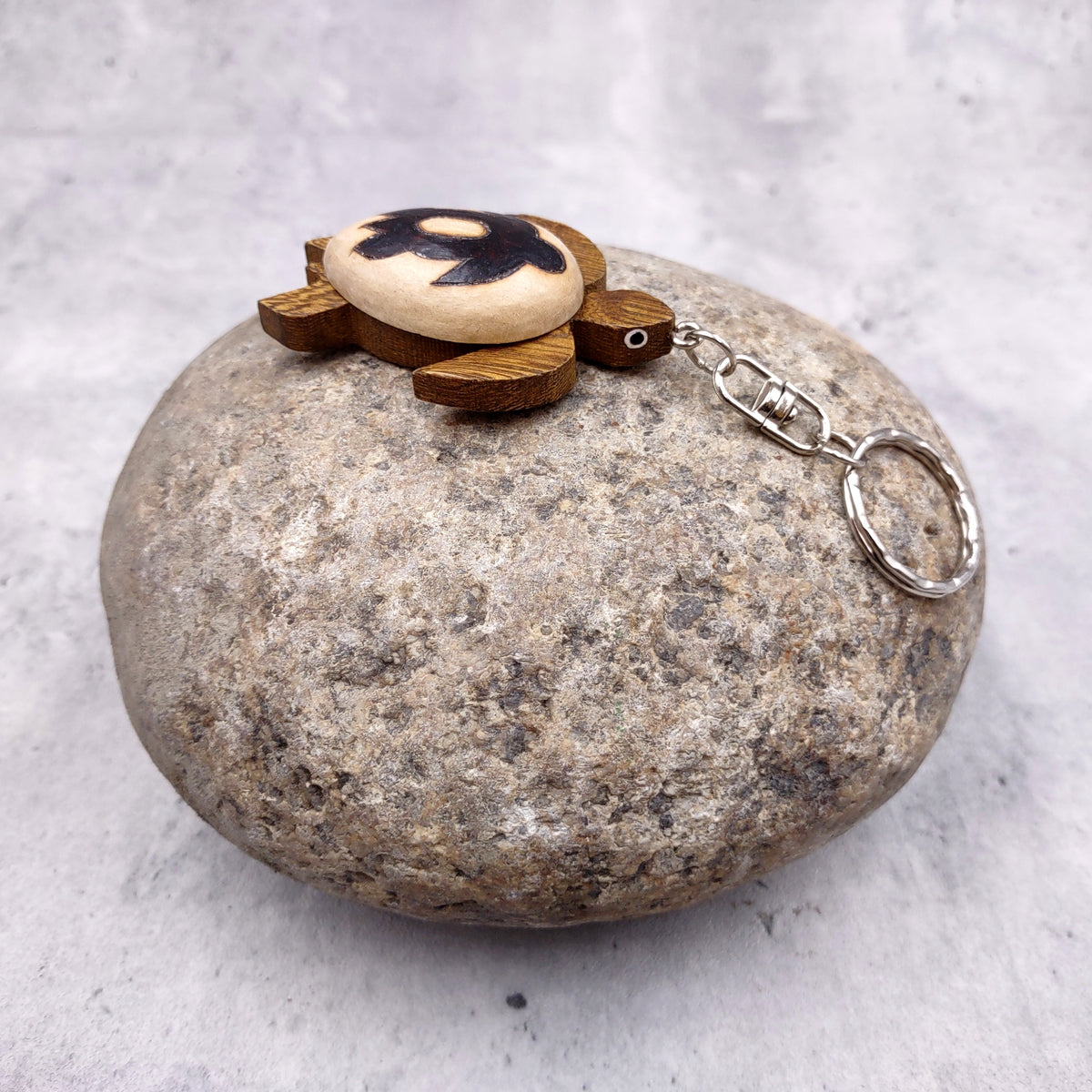 Stylized Woodburned Sea Turtle Keychain (1 keychain approx. 4+ inches) Burnt Wooden Sea Turtle Key Fob for gifting or decorative charm!