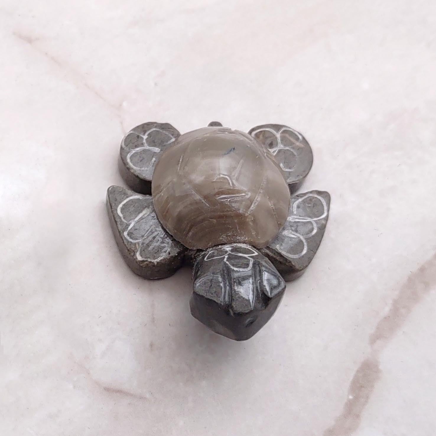 Natural Marble Stone Grey Sea Turtle (1 stone figure approx. 2+