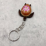 Pink Hibiscus Painted Wooden Sea Turtle Keychain (1 keychain approx. 4.25+ inches) Wooden Sea Turtle Key Fob for gifting or party favors!