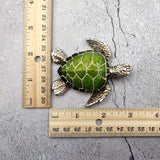 Silver Green Sea Turtle Resin Painted Figurine (1 turtle approx. 3+ inches) Resin Silver Green Sea Turtle Figure for gifting & display!