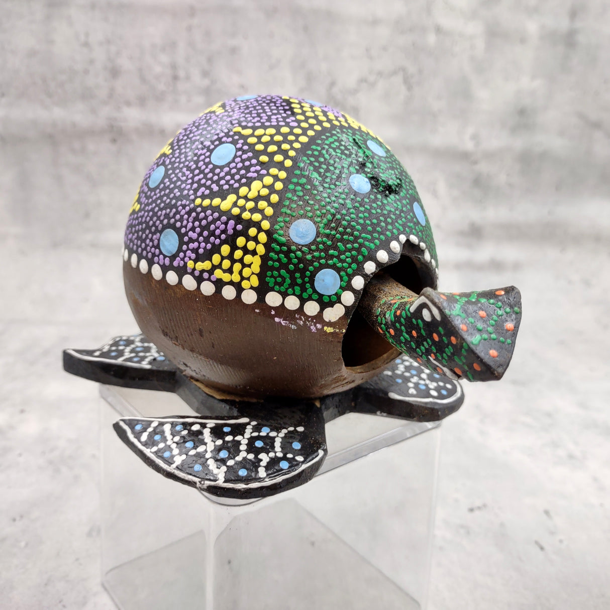 Painted Coconut Sea Turtle Bobblehead Handmade Purple Dot (1 sea turtle approx. 6.5 inches) Painted Coconut Sea Turtle for home décor!
