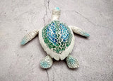 Sea Turtle Blue Green Glass Mosaic Shell Figurine (1 figure approx. 6.25+ inches long) Glass Mosaic Shell Sea Turtle Figure for home decor!