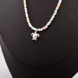 Sea Turtle Charm Necklace Orange Green Blue Beads Silver Color (approx. 14+ inches AROUND) Sea Turtle Necklace Jewelry for seaside wear!
