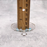 Sea Turtle Anklet Aqua Blue Beads Silver Color (approx. 9+ inches AROUND) Cute Blue Sea Turtle Charm Anklet for any beachy outfit!