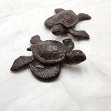 Brown Sea Turtle Key Box With Lid Metal (1 key box approx. 5+ inches) Aged Rust Brown Cast Iron Sea Turtle Box for keys trinkets & gifting!