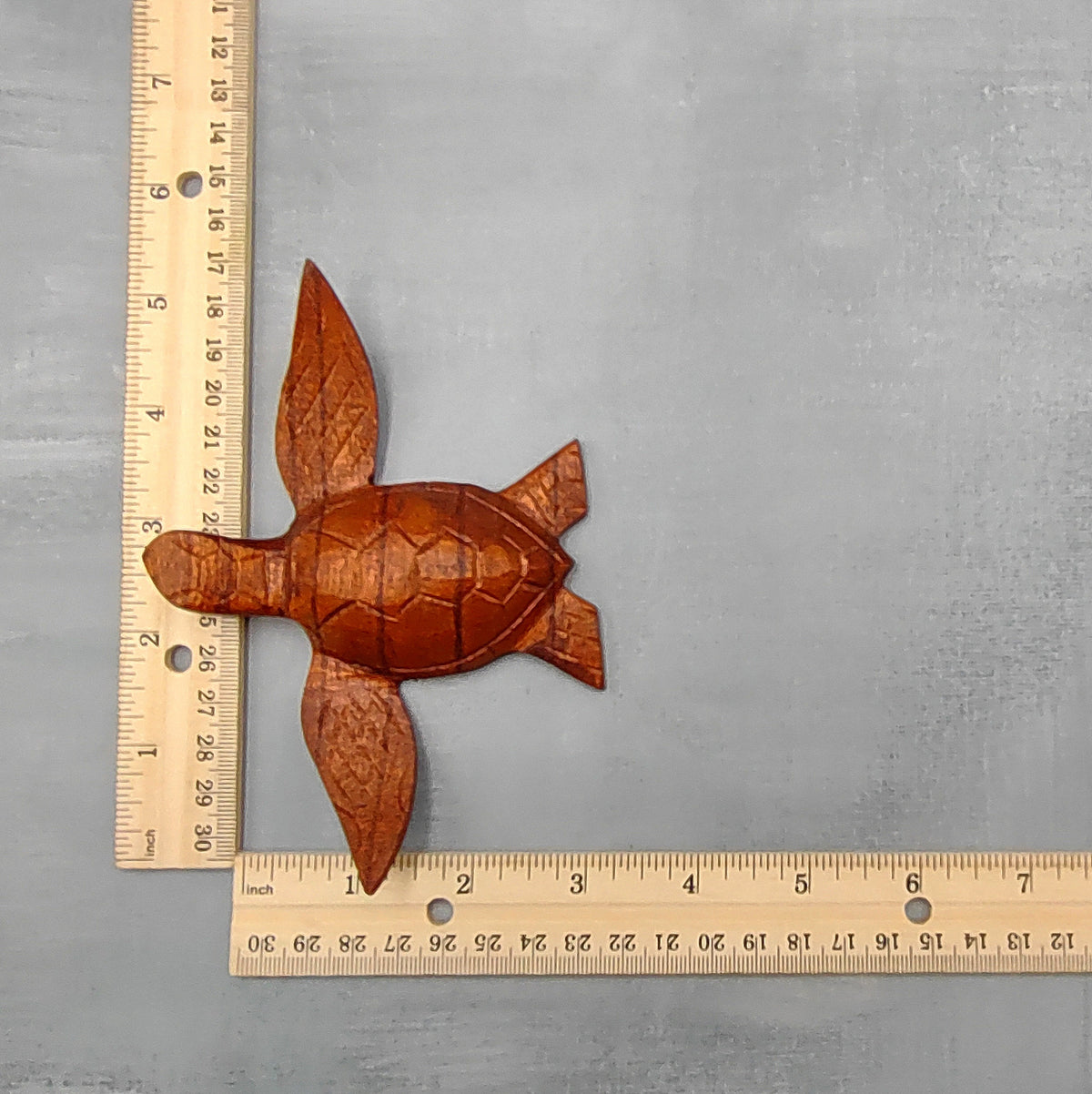 Carved Wooden Sea Turtle Brown (1 turtle approx. 3.5+ inch wide) Wood Sea Turtle Figure for coastal beach home display & decoration!