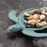 Cast Iron Sea Turtle Green Metal Dish (1 dish approx. 7+ inches wide) Green Metal Sea Turtle Plate adds coastal charm to kitchen & home!