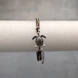 Sea Turtle Charm Bracelet Brown Green White Cord (approx. 5-7+ inches AROUND) Olive Green Brown Sea Turtle String Bracelet Jewelry to gift!