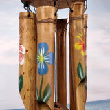 Painted Coconut Sea Turtle Bamboo Windchime Blue Dot (1 chime approx. 30 x 5 inches) Hanging Painted Sea Turtle Chime for patio decor!