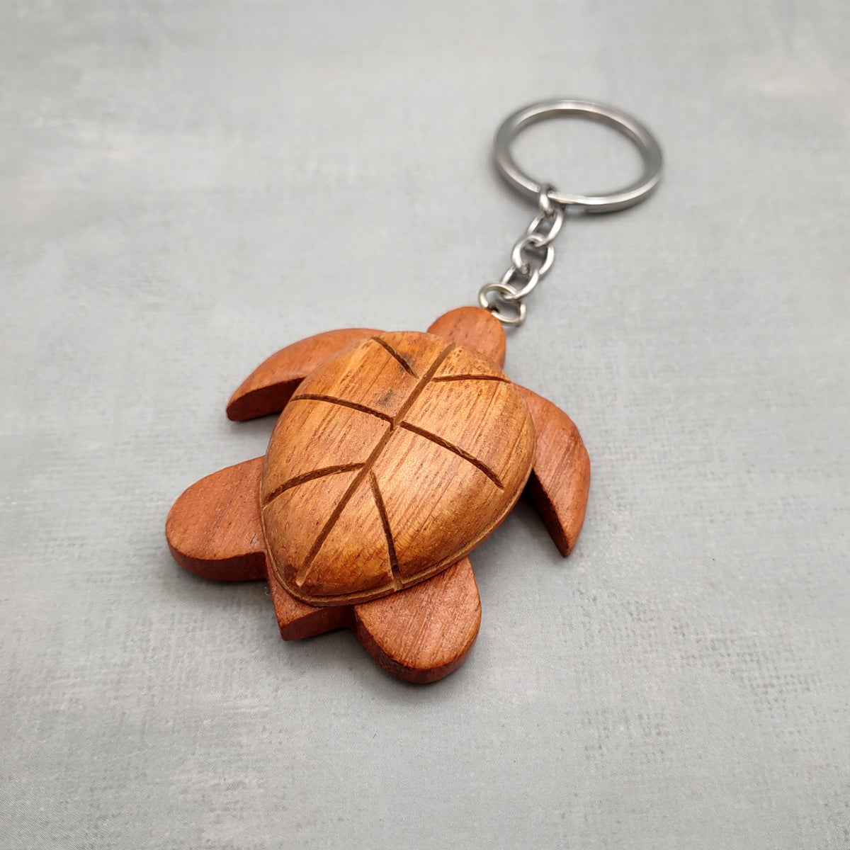 Handmade Koa Wood Sea Turtle Keychain (1 keychain approx. 2.5+ inches) Wooden Sea Turtle Keychain for gifting or decorative charm!