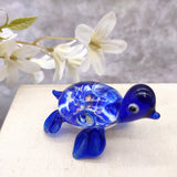 Swirl Glass Sea Turtle Figurine Blue (1 sea turtle figure approx. 1.5 inches) Swirly Blue Glass Sea Turtle for gifts décor & collecting!