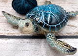 Blue Sea Turtle Figurine Painted Resin (1 turtle approx. 5.75+ inches long) Blue Painted Resin Sea Turtle Figure for coastal home decor!