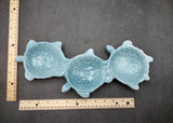 Sea Turtle Light Blue Connected Trio Plate (1 dish approx. 13.5+ inches wide) Light Aqua Sea Turtle Ceramic Dish for coastal table charm!
