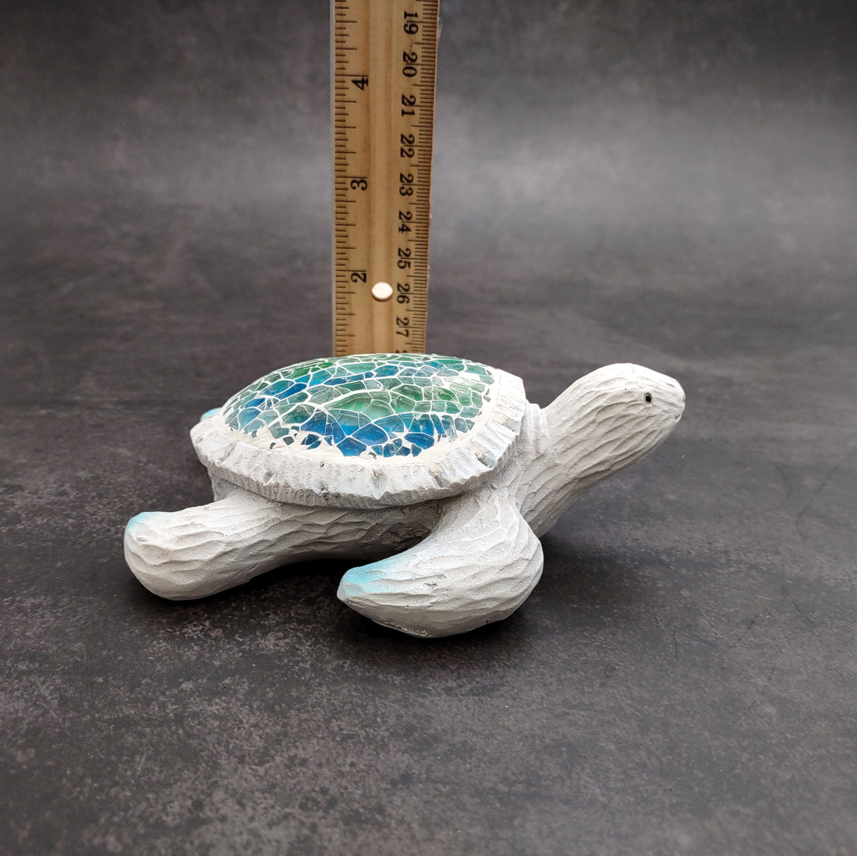 Beach Glass Sea Turtle Blue Green Mosaic Shell Figurine (1 sea turtle approx. 5.5 inches long) Glass Mosaic Shell Sea Turtle for home decor!