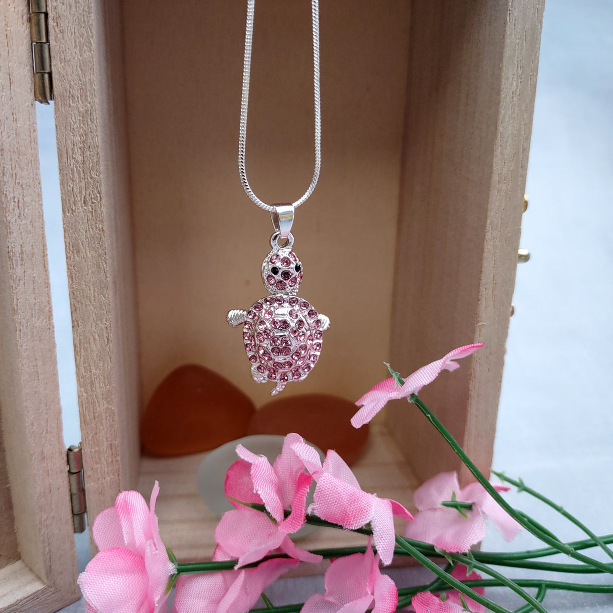 Purple Sea Turtle Necklace Silver Rhinestone Pendant (approx. 16+ inches AROUND) Plum Colored Sea Turtle Jewelry gift for ocean life lovers!