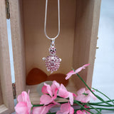 Purple Sea Turtle Necklace Silver Rhinestone Pendant (approx. 16+ inches AROUND) Plum Colored Sea Turtle Jewelry gift for ocean life lovers!