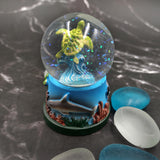 Small Sea Turtle Water Globe with Dolphin and Coral Base (1 globe approx. 2.75 inches tall) Cute Sea Turtle Water Globe for gifts & decor!
