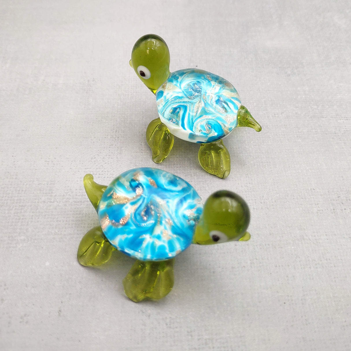 Swirl Glass Sea Turtle Figurine Green Blue (1 figure approx. 1.5 inches) Swirly Green Blue Glass Sea Turtle for gifts décor & collecting!
