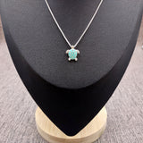 Silver Tone Sea Turtle Pendant Necklace Turquoise Shell with Crystal Accents (approx 16 inches AROUND) Aqua Silver charm for any look.