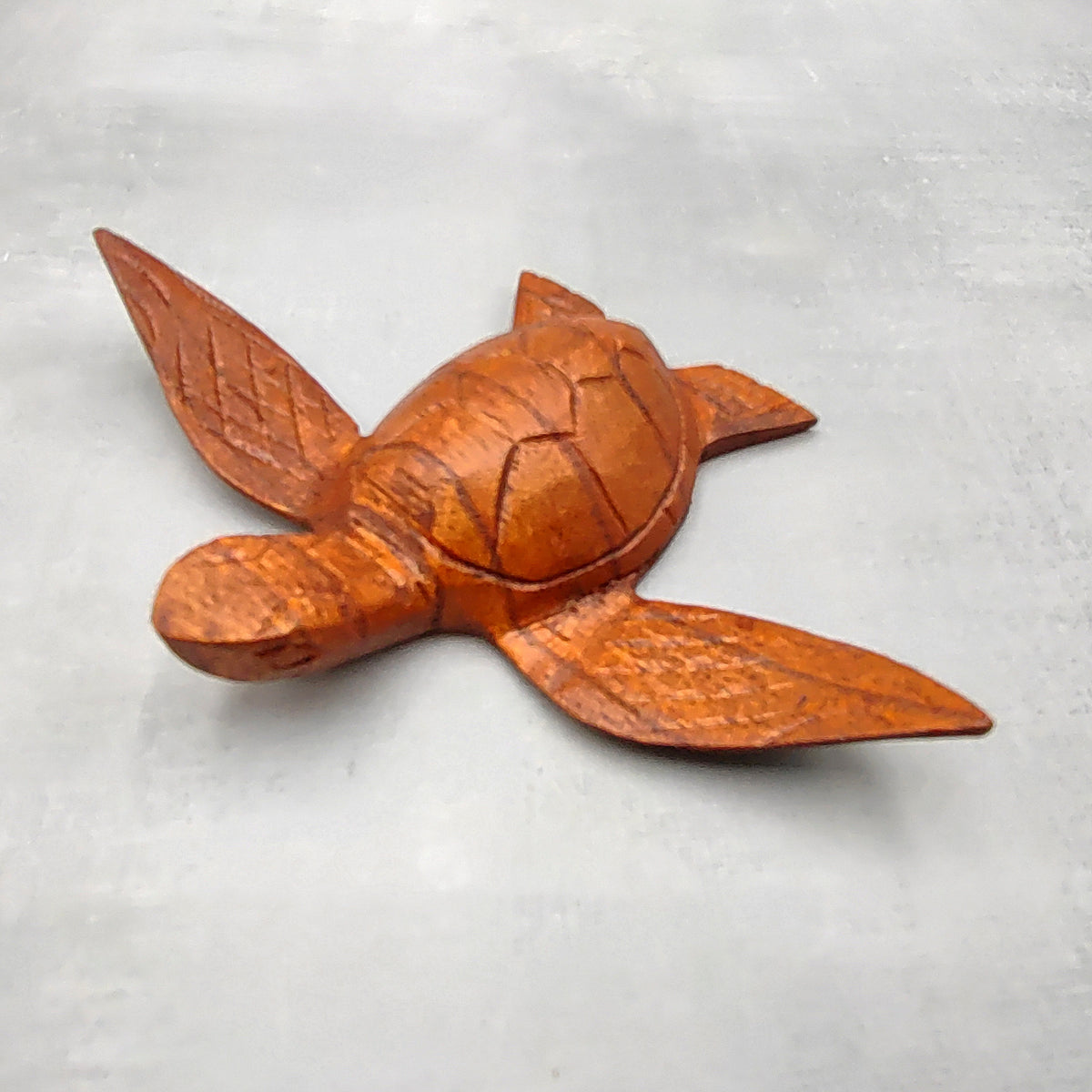 Carved Wooden Sea Turtle Brown (1 turtle approx. 3.5+ inch wide) Wood Sea Turtle Figure for coastal beach home display & decoration!