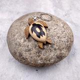 Stylized Woodburned Sea Turtle Keychain (1 keychain approx. 4+ inches) Burnt Wooden Sea Turtle Key Fob for gifting or decorative charm!
