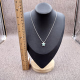 Silver Tone Sea Turtle Pendant Necklace Turquoise Shell with Crystal Accents (approx 16 inches AROUND) Aqua Silver charm for any look.