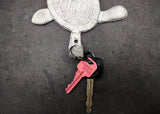 Cast Iron Antique White Sea Turtle Wall Hook (1 cast iron hook approx. 6+ inches) Functional Sea Turtle Wall Hanger for coastal home decor!