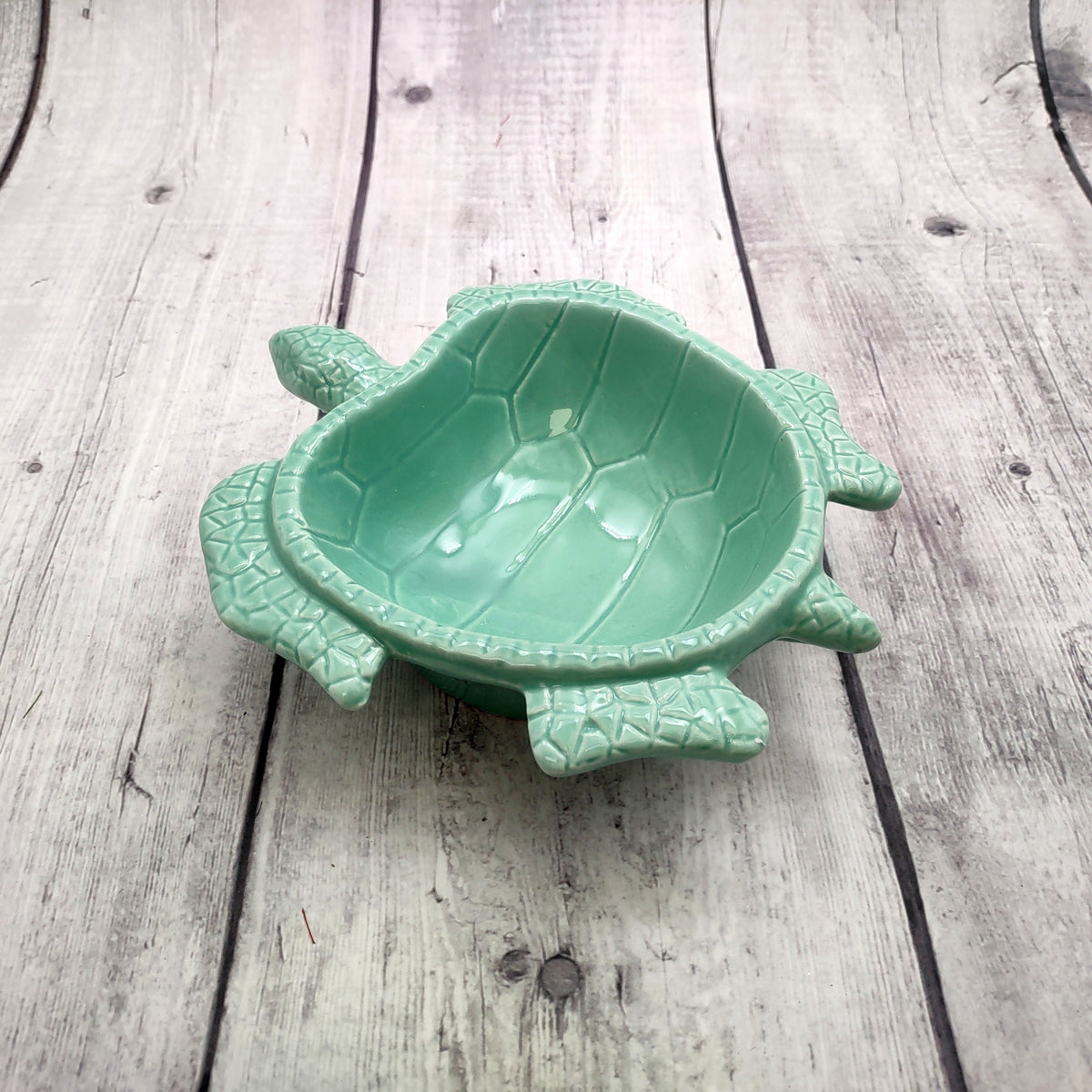 Sea Turtle Pastel Green Plate (1 dish approx. 6.75+ inches wide) Green Sea Turtle Ceramic Dish for coastal table charm display & kitchen accent