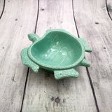Sea Turtle Pastel Green Plate (1 dish approx. 6.75+ inches wide) Green Sea Turtle Ceramic Dish for coastal table charm display & kitchen accent