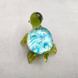 Swirl Glass Sea Turtle Figurine Green Blue (1 figure approx. 1.5 inches) Swirly Green Blue Glass Sea Turtle for gifts décor & collecting!