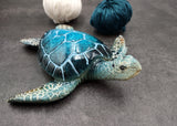 Blue Sea Turtle Figurine Painted Resin (1 turtle approx. 5+ inches long) Blue Painted Resin Sea Turtle Figure for coastal home decor!