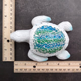 Beach Glass Sea Turtle Blue Green Mosaic Shell Figurine (1 sea turtle approx. 5.5 inches long) Glass Mosaic Shell Sea Turtle for home decor!