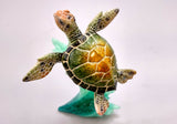 Green Sea Turtle Figurine Riding A Wave (One figure approx. 5+ inches long) Wonderful sea life décor for your home or office!