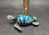 Blue Sea Turtle Figurine Painted Resin (1 turtle approx. 5+ inches long) Blue Painted Resin Sea Turtle Figure for coastal home decor!