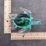 Glass Sea Turtle Figurine Spiral Aqua Green (1 figure approx. 4.5 inches long) Blue Green Glass Sea Turtle for home decor & gifting!