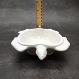 Sea Turtle Glossy White Ceramic Plate (1 dish approx. 6.75+ inches wide) White Turtle Dish for coastal table display & nautical decor!