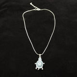 Aqua Rhinestone Sea Turtle Pendant Necklace (approx. 16+ inches AROUND) Teal Sea Turtle Jewelry a gift for ocean & sea turtle enthusiast!