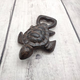 Brown Metal Sea Turtle Bottle Opener (1 opener approx. 4.5+ inches) Cast Iron Patina Sea Turtle Bottle Opener for coastal kitchen or home!