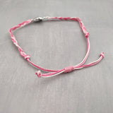 Sea Turtle Bracelet Braided Cord Magenta Pink White (approx. 5-7+ inches AROUND) Rose Blush White Knit String Sea Turtle Bracelet to gift!